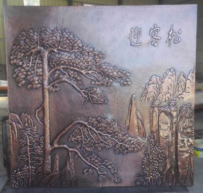 迎客松浮雕壁画