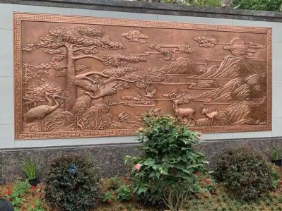迎客松浮雕壁画