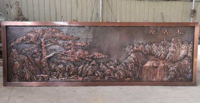 迎客松浮雕装饰画