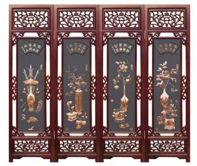 紫铜浮雕屏风