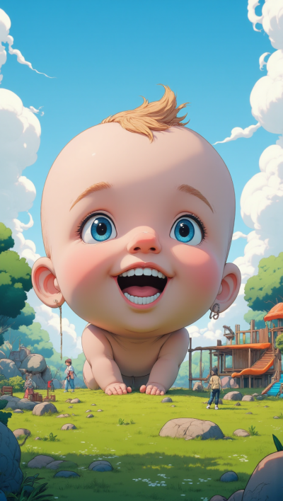 在地上爬行的卡通婴儿博鱼网页版