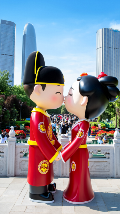 玻璃钢古代新郎新娘博鱼网页版