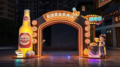 玻璃钢美食街发光门头造型博鱼网页版