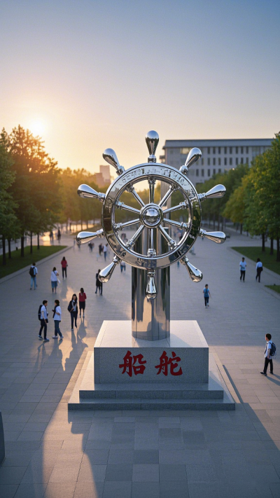 学校大门大型不锈钢船舵景观博鱼网页版