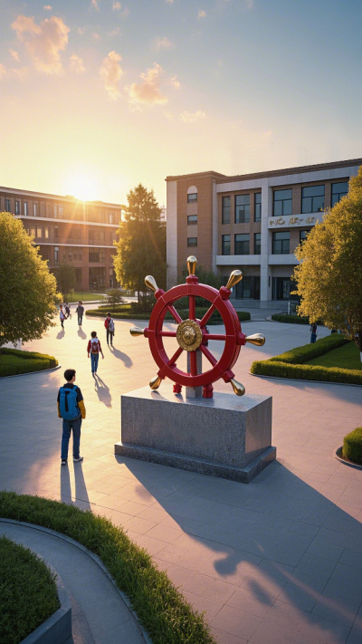 学校校园红色船舵不锈钢景观博鱼网页版