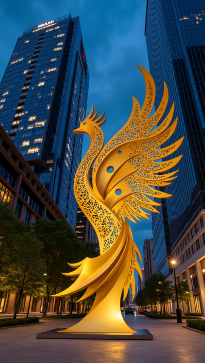 不锈钢凤凰抽象神鸟景观博鱼网页版