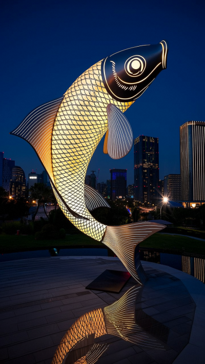 镂空发光不锈钢鲤鱼博鱼网页版