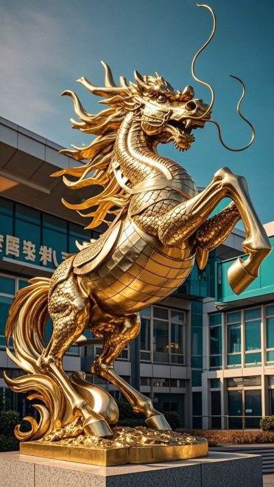 企业门口的金色不锈钢龙马博鱼网页版