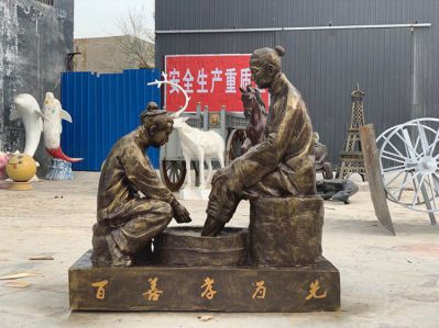 学院摆放为母洗脚玻璃钢仿铜中国传统孝道文化百善孝为先情景博鱼网页版