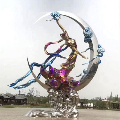 中国上古神话人物不锈钢嫦娥奔月广场景观博鱼网页版