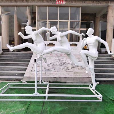 玻璃钢学校园体育馆博鱼网页版装饰摆件跨栏的运动人物博鱼网页版