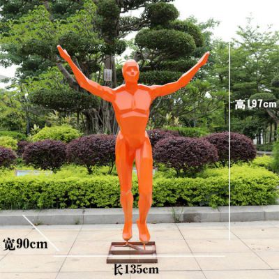 公园人物景观玻璃钢抽象几何块面跑步人物博鱼网页版