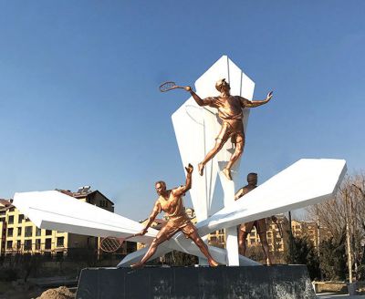 厂家不锈钢博鱼网页版定制抽象运动打羽毛球人物体育公园林景观博鱼网页版