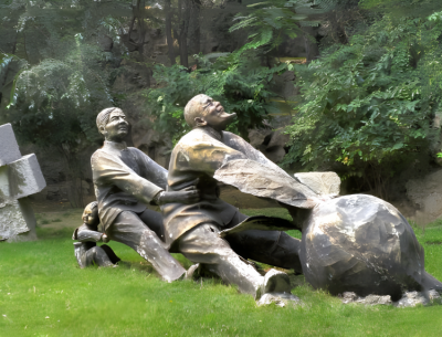 草坪景观摆件玻璃钢仿铜创意拔萝卜的人物博鱼网页版