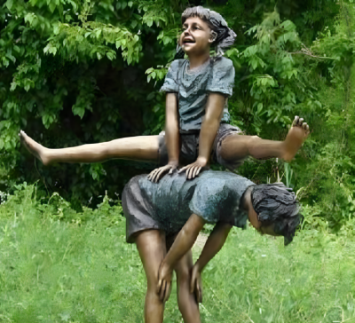 园林户外景观玻璃钢仿铜跳山羊的儿童景观博鱼网页版