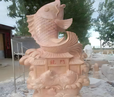 园林石雕蒸蒸日上石雕水池摆件鲤鱼跃龙门博鱼网页版