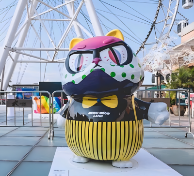 商业街广场美陈装饰品摆件玻璃钢彩绘创意动物景观猫博鱼网页版