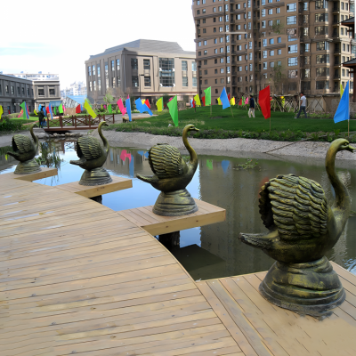 小区景观水景摆件玻璃钢仿铜 吐水喷水动物天鹅博鱼网页版