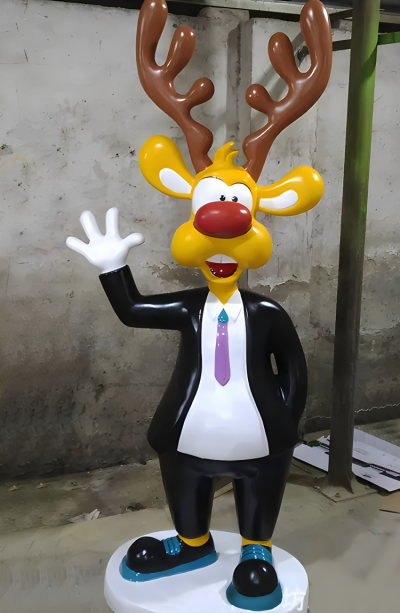 商场店铺玻璃钢树脂卡通动物景观摆件拟人创意梅花鹿博鱼网页版