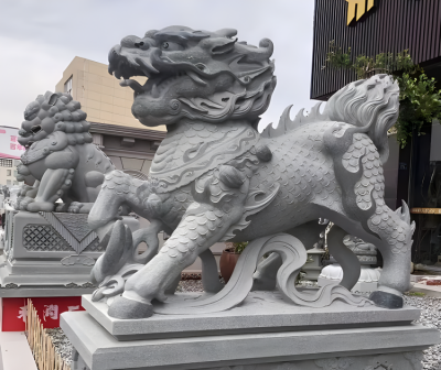 定制创意青石石雕大型神兽招财动物麒麟博鱼网页版