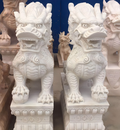 汉白玉石雕庭院别墅镇宅麒麟博鱼网页版