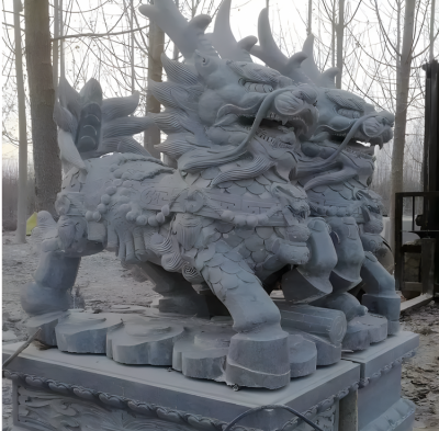 景区园林寺庙门口大型动物景观青石石雕麒麟博鱼网页版