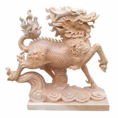 酒店景观园林户外晚霞红石雕动物神兽麒麟博鱼网页版