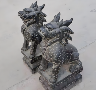 宅院门口摆件一对镇宅辟邪青石石雕麒麟博鱼网页版