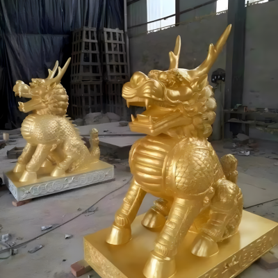 公司酒店铜雕一对神兽麒麟博鱼网页版