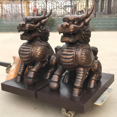 户外酒店铜雕招财神兽麒麟博鱼网页版