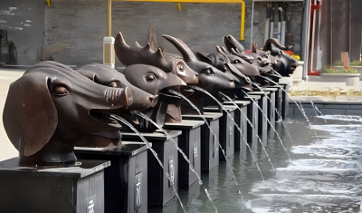 别墅小区定制喷泉流水景观摆件玻璃钢仿铜吐水十二生肖博鱼网页版