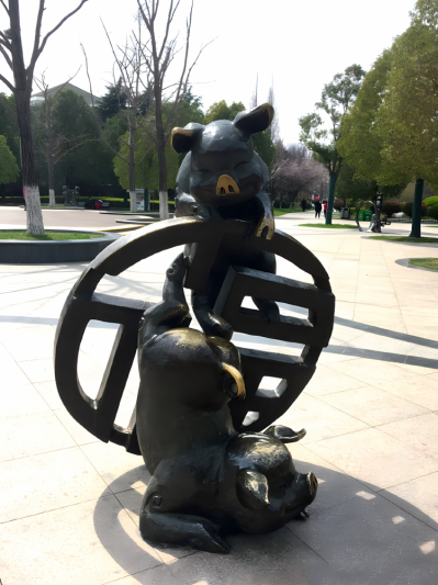 亥猪铸铜十二生肖动物铜雕