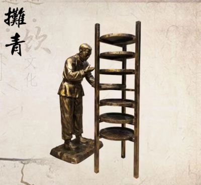 茶文化博鱼网页版玻璃钢仿铜茶文化摊青的人物博鱼网页版