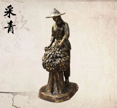 茶文化博鱼网页版户外玻璃钢采青的人物博鱼网页版