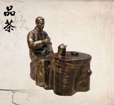 户外景观玻璃钢茶文化品茶的人物博鱼网页版