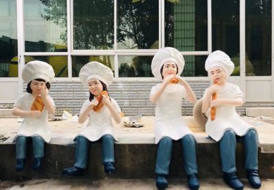 玻璃钢卡通人物吃面包的面点厨师博鱼网页版