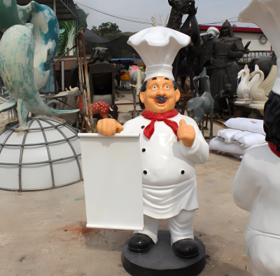 手拿牌子的玻璃钢卡通厨师面点师傅博鱼网页版