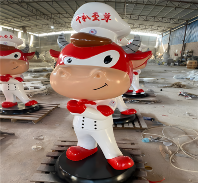 牛扒至尊玻璃钢卡通牛造型厨师博鱼网页版