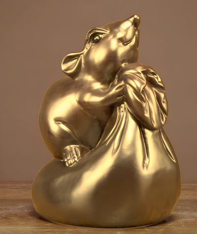 创意景观摆件招财进宝定制玻璃钢仿铜十二生肖鼠博鱼网页版