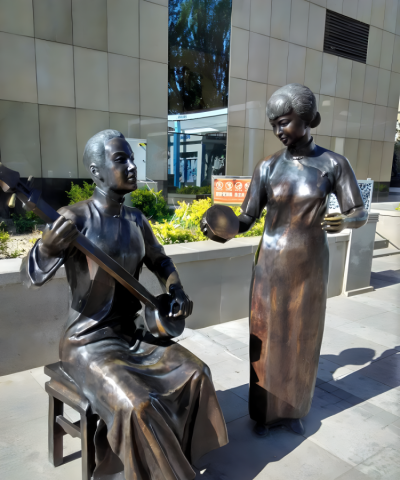 街道摆件铜雕古代卖唱人物博鱼网页版