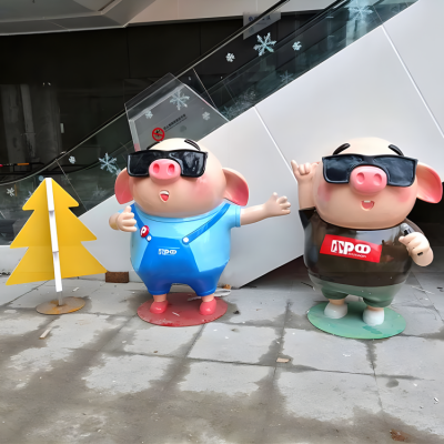 创意景观摆件玻璃钢卡通动物生肖猪博鱼网页版摆件