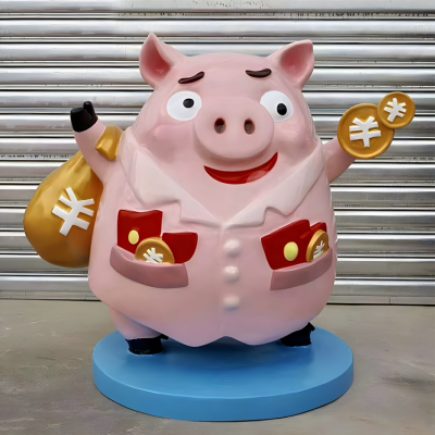 店铺装饰摆件玻璃钢卡通生肖猪博鱼网页版