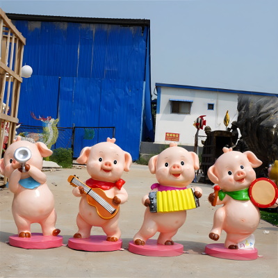 商场组合小品摆件玻璃钢卡通动物小猪博鱼网页版