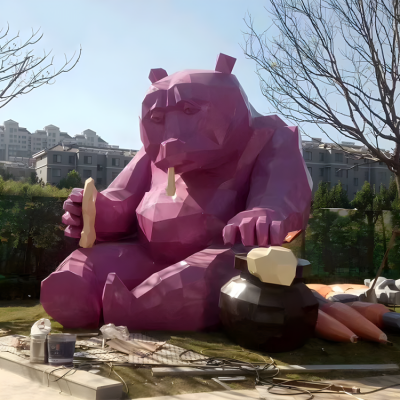 大型景观动物景观装饰摆件玻璃钢几何块面动物熊博鱼网页版