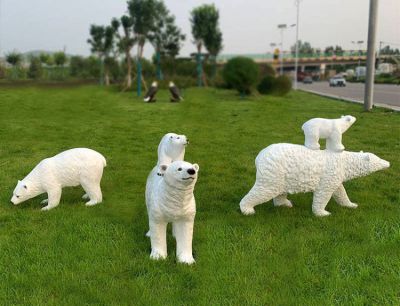 景区草坪景观小品摆件玻璃钢定制仿真动物北极熊博鱼网页版