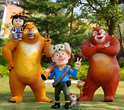 花园美陈造景装饰动画片熊大熊二光头强摆件玻璃钢卡通熊出没博鱼网页版