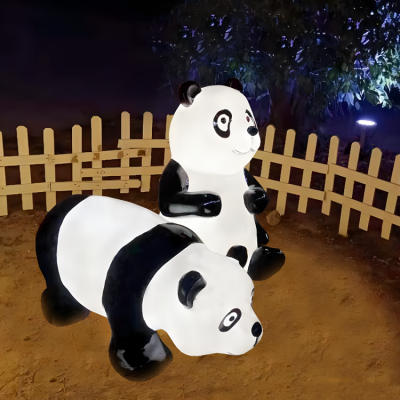 创意定制户外景观美陈装饰摆件玻璃钢发光动物摆件熊猫博鱼网页版