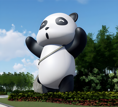 城市广场大型动物景观落地摆件玻璃钢卡通国宝光面熊猫博鱼网页版