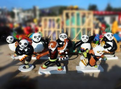 商场景观小品装饰摆件玻璃钢卡通动物功夫熊猫系列博鱼网页版摆件