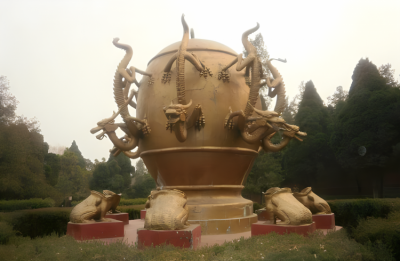 纯铜铸造地动仪景观铜雕